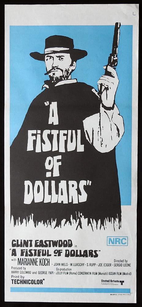 A FISTFUL OF DOLLARS Original 70sr Daybill Movie Poster Clint Eastwood Sergio Leone