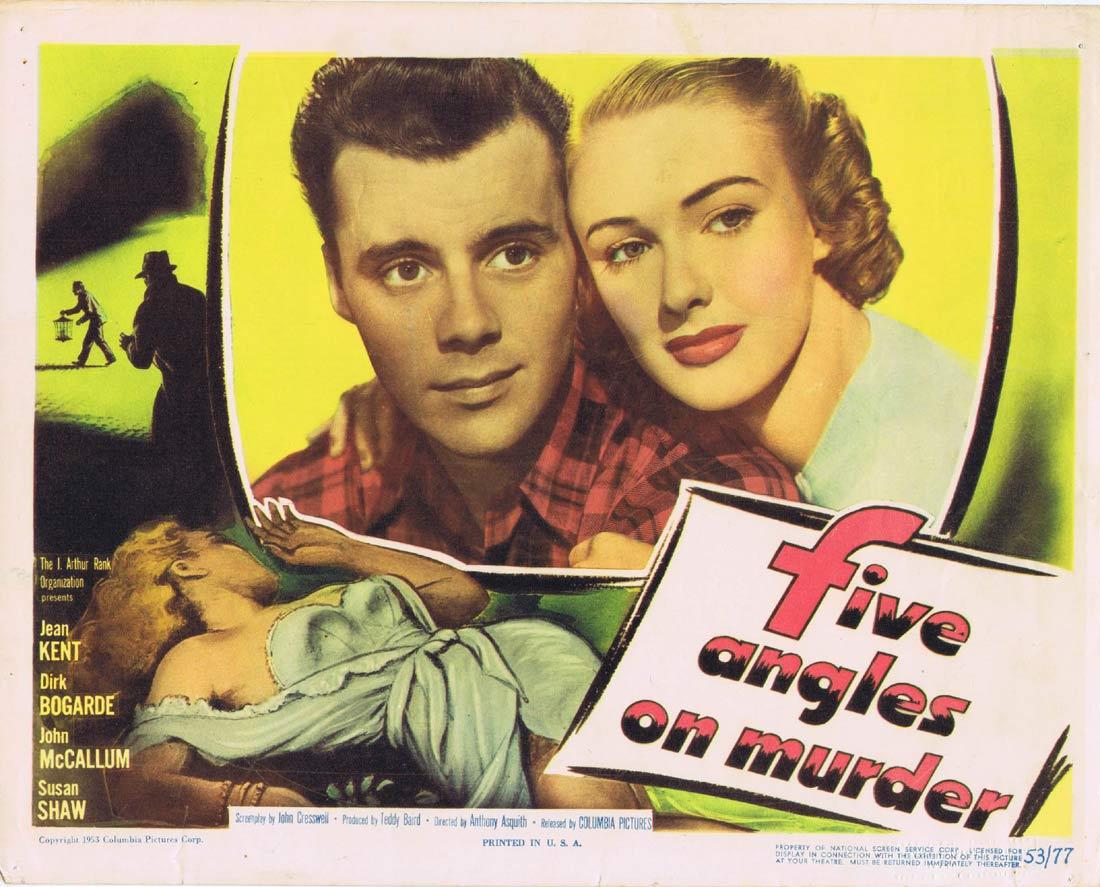 FIVE ANGLES ON MURDER Lobby card 1 Film Noir 1950 Dirk Bogarde Jean Kent