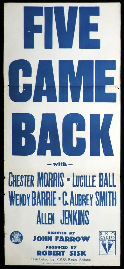 FIVE CAME BACK Original Daybill Movie Poster Lucille Ball