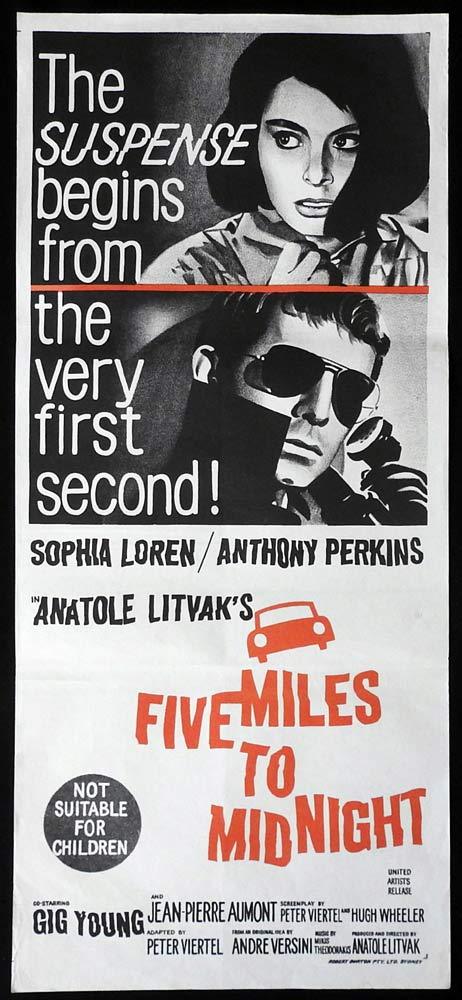 FIVE MILES TO MIDNIGHT Original Daybill Movie Poster