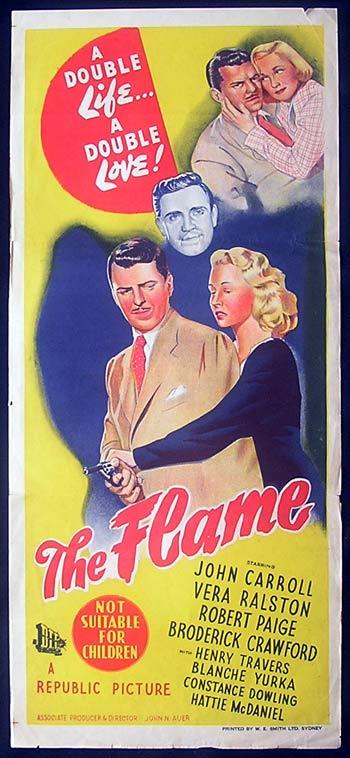 THE FLAME Film Noir Daybill Movie Poster 1947 John Carroll