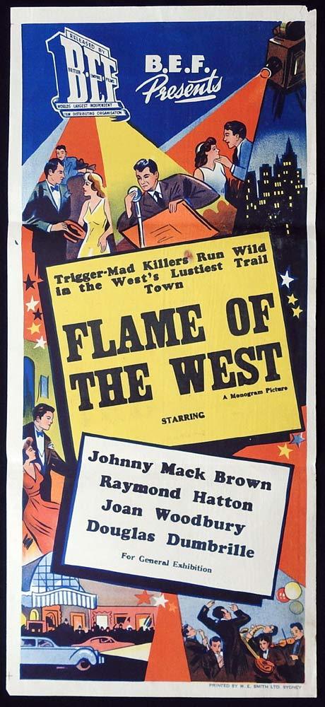 FLAME OF THE WEST Original Daybill Movie poster Johnny Mack Brown Raymond Hatton