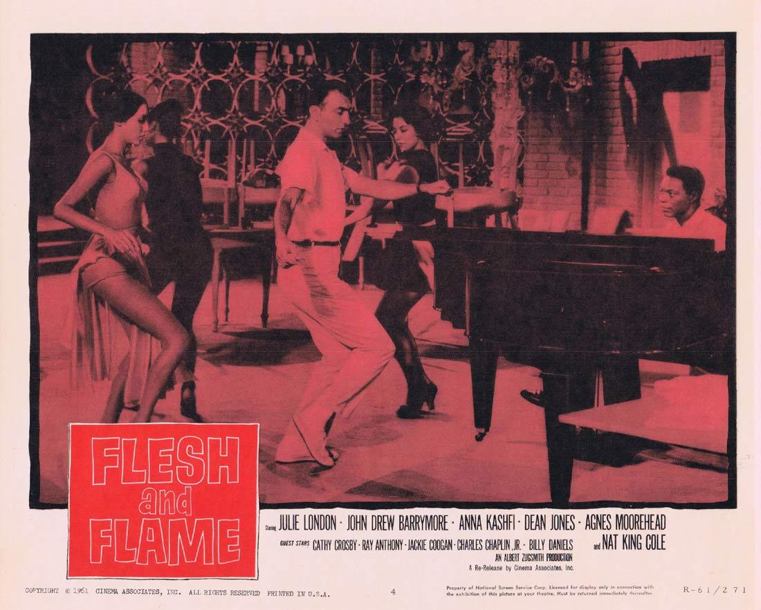 FLESH AND FLAME Lobby Card 4 Julie London John Drew Barrymore Nat King Cole 1961r
