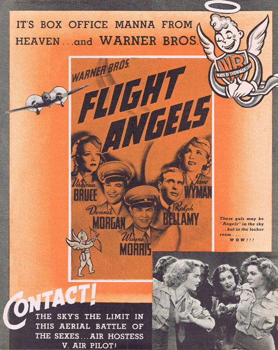 FLIGHT ANGLES 1940 Wayne Morris Movie Trade Ad
