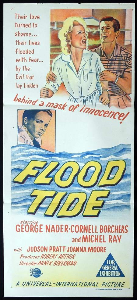 FLOOD TIDE Original Daybill Movie PosterGeorge Nader Cornell Borchers Michel Ray