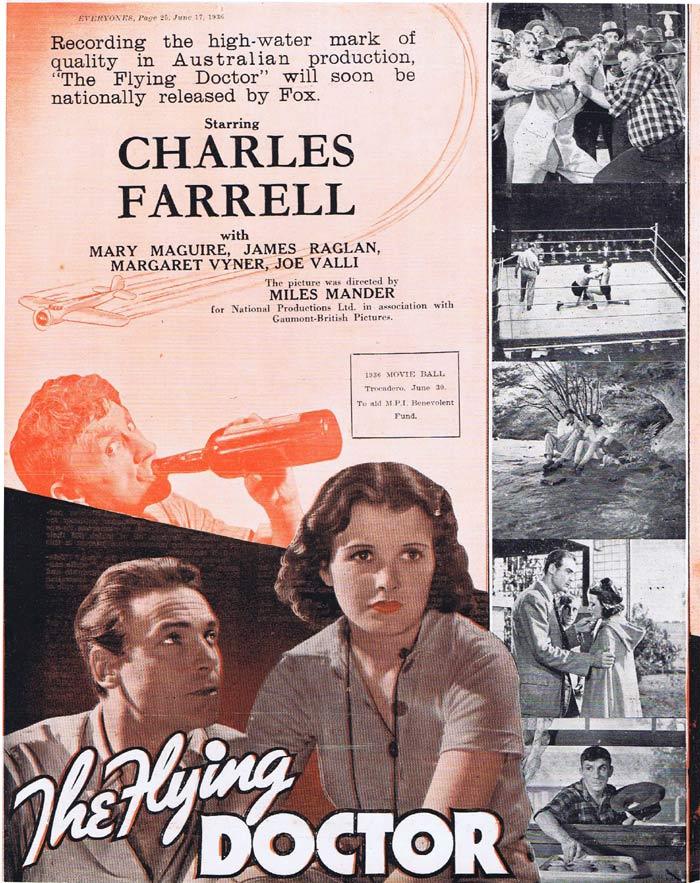 THE FLYING DOCTOR Australian Movie Trade Ad Charles Farrell
