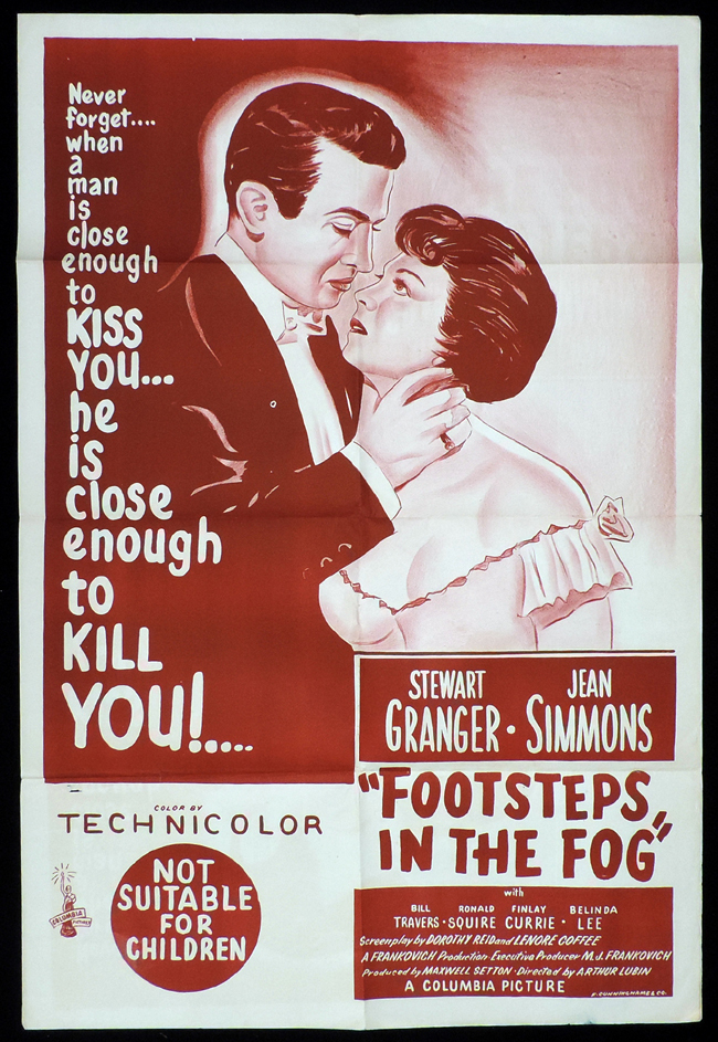 FOOTSTEPS IN THE FOG One Sheet Movie Poster Stewart Granger  Film Noir