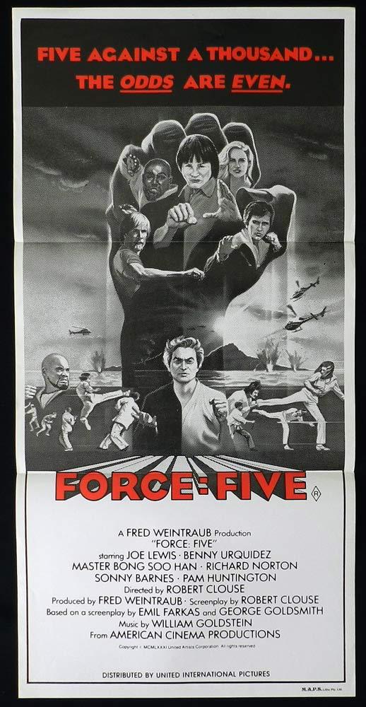 FORCE FIVE Original Daybill Movie poster Joe Lewis Bong Soo Han Martial Arts