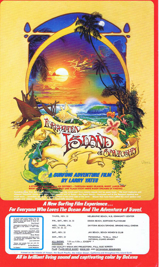 FORGOTTEN ISLAND OF SANTOSHA Movie Flyer Surfing Film Larry Yates