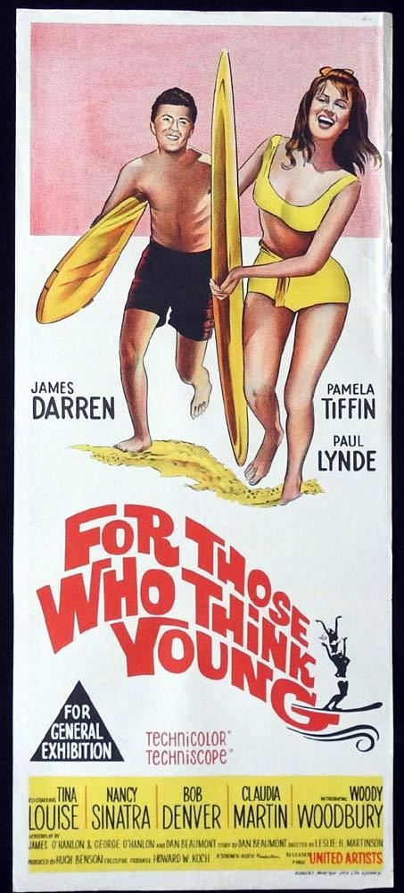 FOR THOSE WHO THINK YOUNG Original Daybill Movie Poster James Darren Surfing