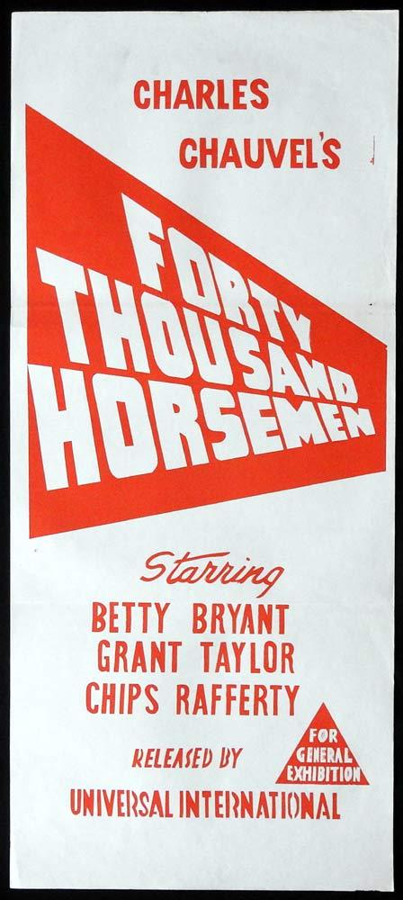 40,000 HORSEMEN 1950sr Daybill Movie Poster Charles Chauvel