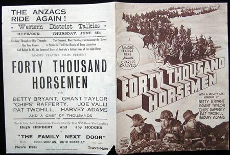 40,000 HORSEMEN aka FORTY THOUSAND HORSEMEN Movie Handbill Flyer 1940 Charles Chauvel
