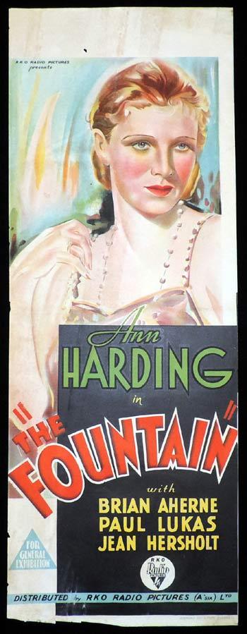 THE FOUNTAIN Long Daybill Movie poster 1934 Ann Harding