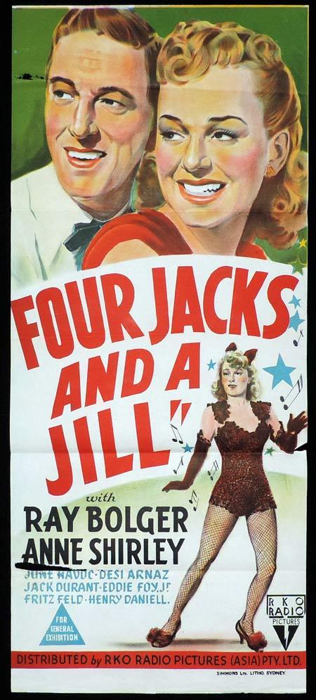 FOUR JACKS AND A JILL Original Daybill Movie Poster Ray Bolger Anne Shirley RKO