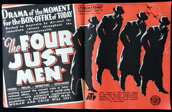 THE FOUR JUST MEN 1939 VINTAGE Original Movie Trade Ad