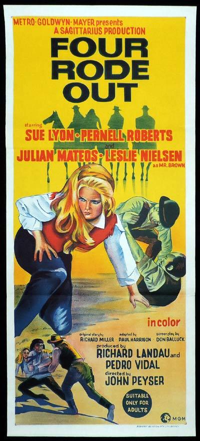 FOUR RODE OUT Original Daybill Movie Poster Sue Lyon Western
