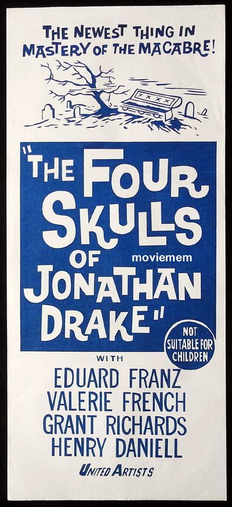 THE FOUR SKULLS OF JONATHAN DRAKE Original 60s Daybill Movie Poster Eduard Franz Valerie French