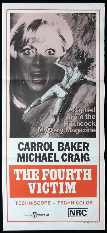 THE FOURTH VICTIM daybill Movie poster GIALLO Alfred Hitchcock Carroll Baker