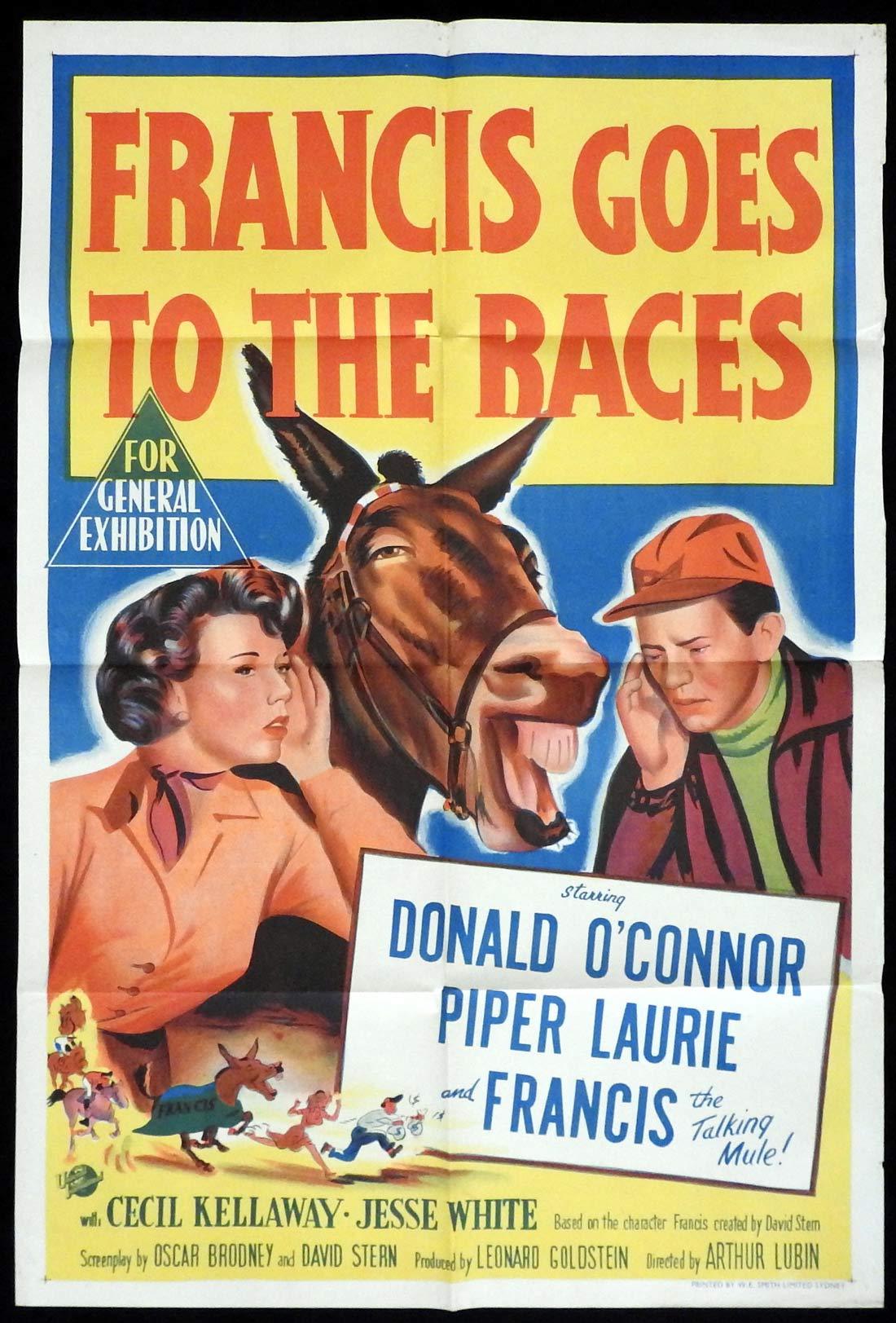 FRANCIS GOES TO THE RACES Original One sheet Movie poster Donald O’Connor Piper Laurie