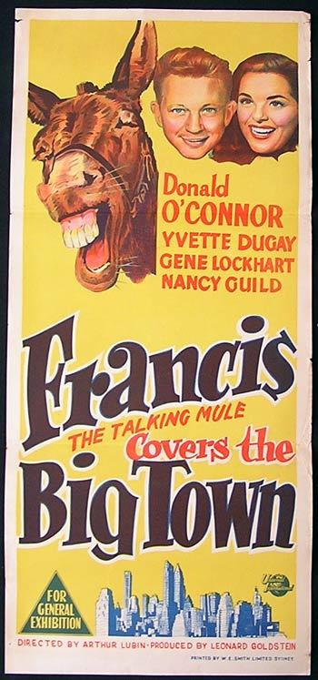 FRANCIS COVERS THE BIG TOWN Movie poster Donald O’Connor Talking Mule