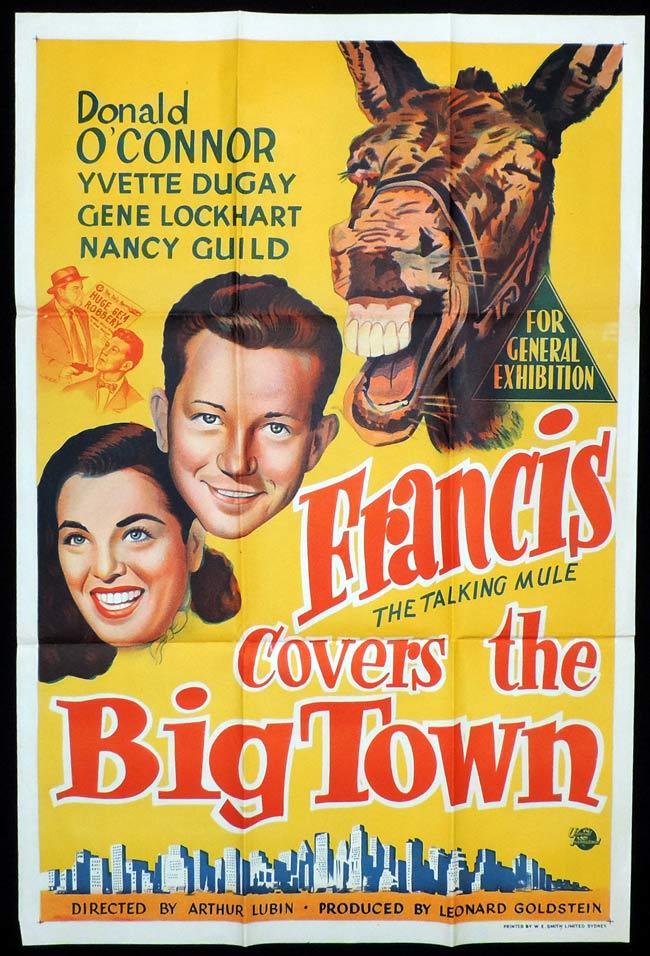 FRANCIS COVERS THE BIG TOWN Original One sheet Movie Poster Donald O’Connor Talking Mule