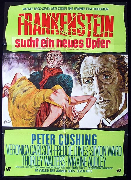 FRANKENSTEIN MUST BE DESTROYED German One sheet Movie poster Hammer Horror