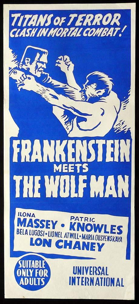 FRANKENSTEIN MEETS THE WOLF MAN 60sr Daybill Movie Poster Universal Horror Lon Chaney Jr.
