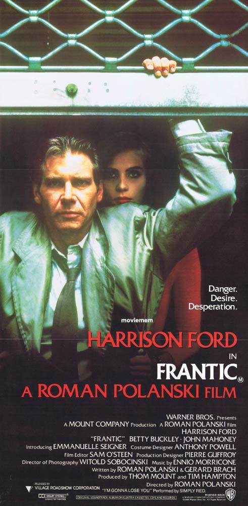 FRANTIC Original Daybill Movie Poster Roman Polanski Harrison Ford