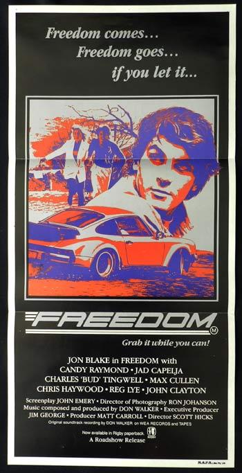 FREEDOM Australian Daybill Movie Poster Porshe 930 Turbo Jon Blake Charles Tingwell