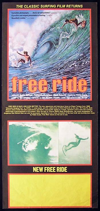 NEW FREE RIDE Daybill Movie Poster SURFING Wayne Bartholomew