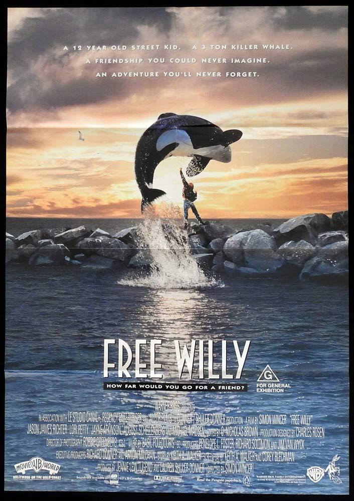 FREE WILLY Original One sheet Movie Poster Lori Petty Killer Whale