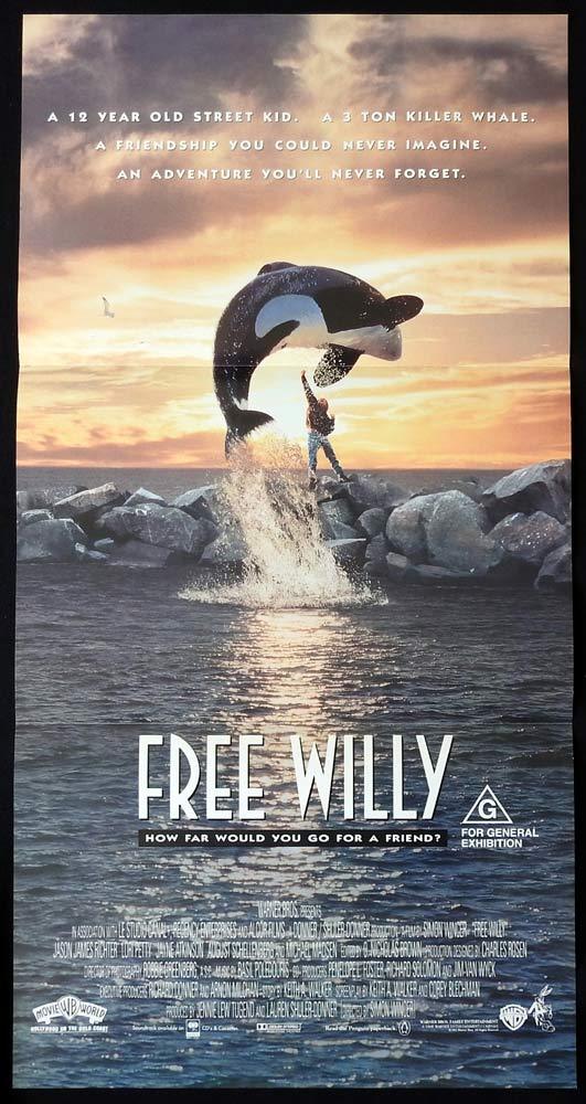 FREE WILLY Original daybill Movie Poster Lori Petty Killer Whale