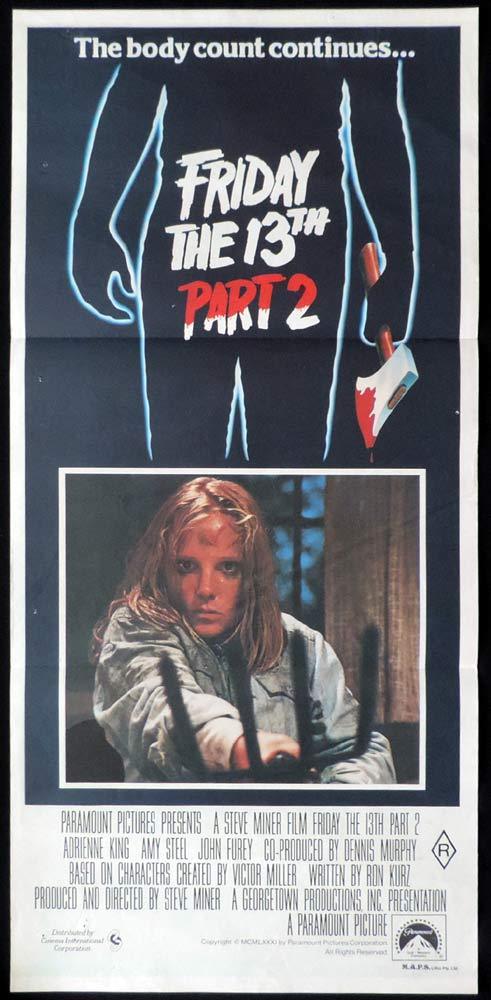 FRIDAY THE 13TH PART 2 Original Daybill Movie Poster Jason Vorhees Slasher Horror