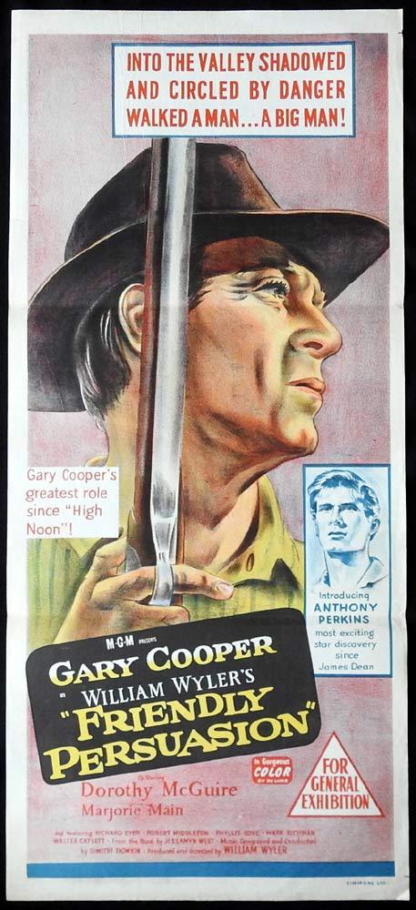 FRIENDLY PERSUASION Original Daybill Movie poster Gary Cooper Dorothy McGuire
