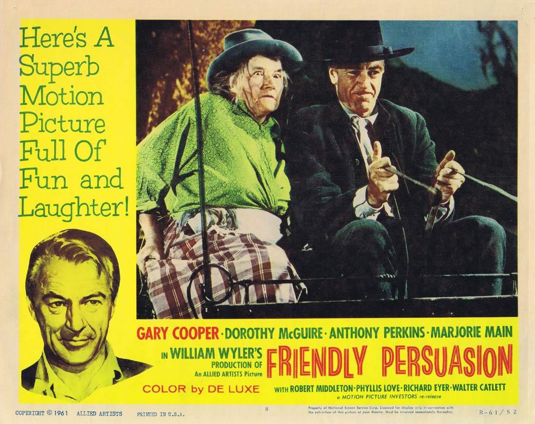 FRIENDLY PERSUASION Original Lobby Card 8 Gary Cooper Marjorie Main 1951r