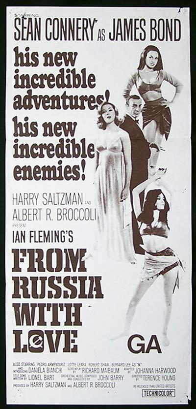 FROM RUSSIA WITH LOVE 1963 James Bond Connery ORIGINAL rare NZ Daybill Movie poster