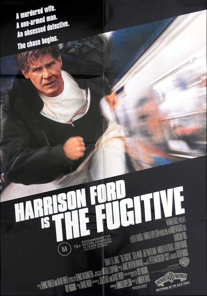 THE FUGITIVE One sheet Movie Poster Harrison Ford Tommy Lee Jones