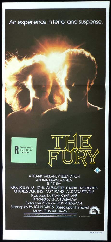 THE FURY Original Daybill Movie poster Brian De Palma Kirk Douglas HORROR