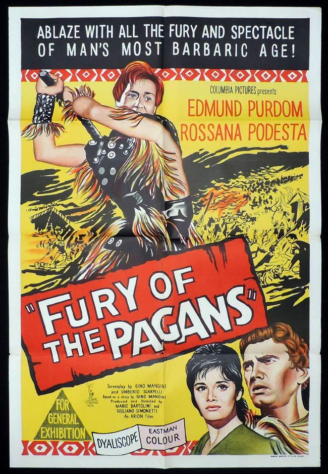FURY OF THE PAGANS One Sheet Movie Poster Edmund Purdom