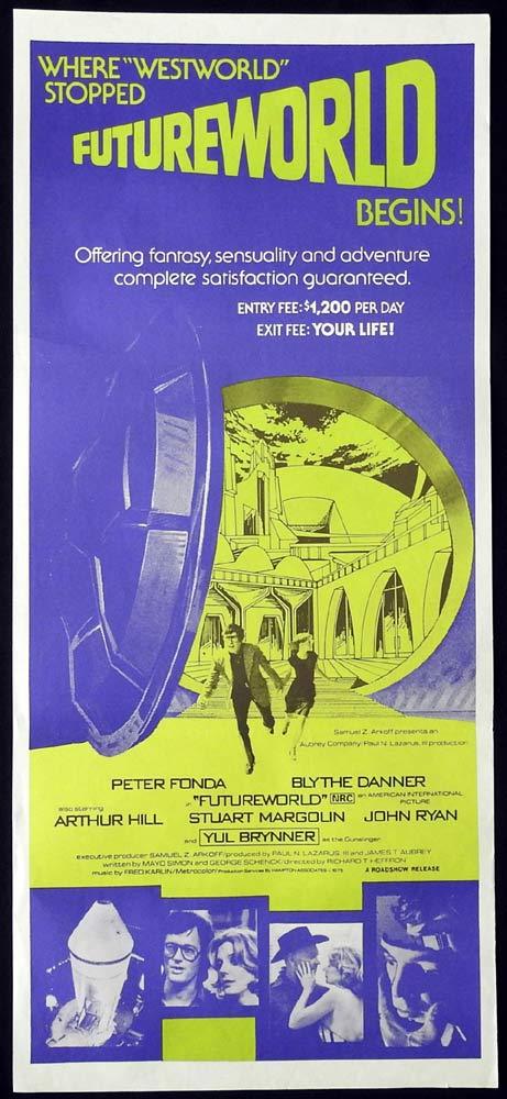 FUTUREWORLD Original Daybill Movie poster Peter Fonda Yul Brynner Blythe Danner