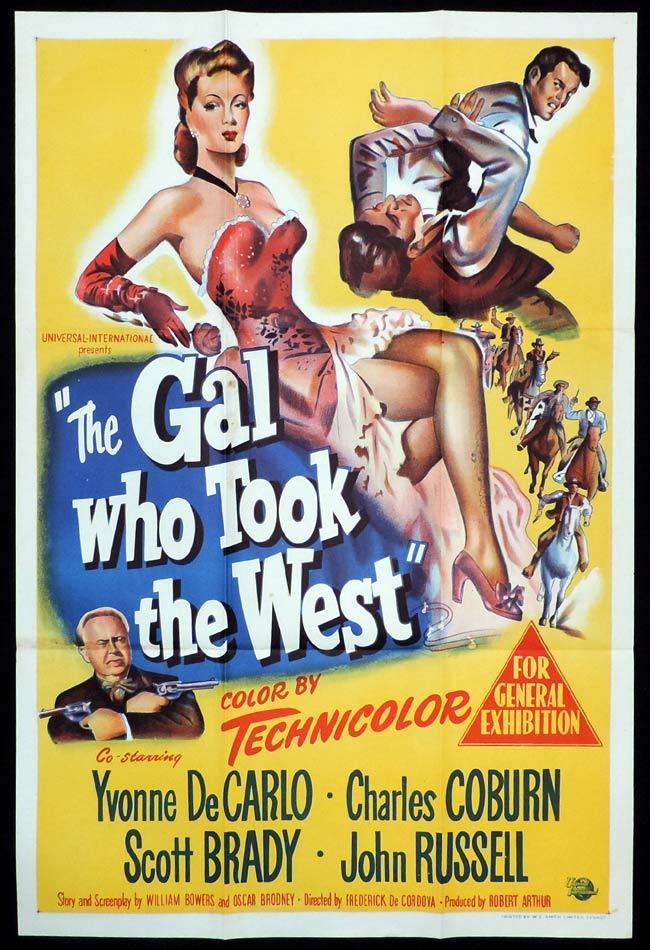 THE GAL WHO TOOK THE WEST Original One sheet Movie Poster Yvonne DeCarlo Scott Brady