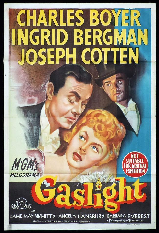 GASLIGHT Original One sheet Movie Poster Charles Boyer Ingrid Bergman