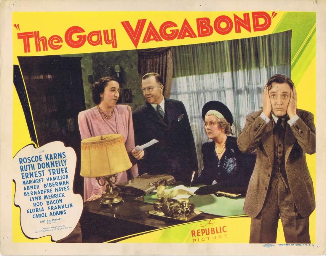 THE GAY VAGABOND Vintage Lobby Card Roscoe Karns Ruth Donnelly Ernest Truex 1941
