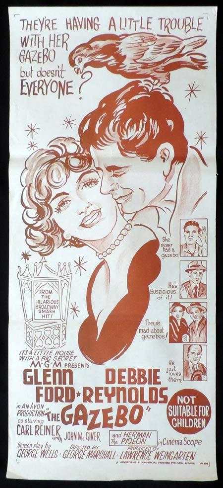 THE GAZEBO Original Daybill Movie Poster Debbie Reynolds Glenn Ford