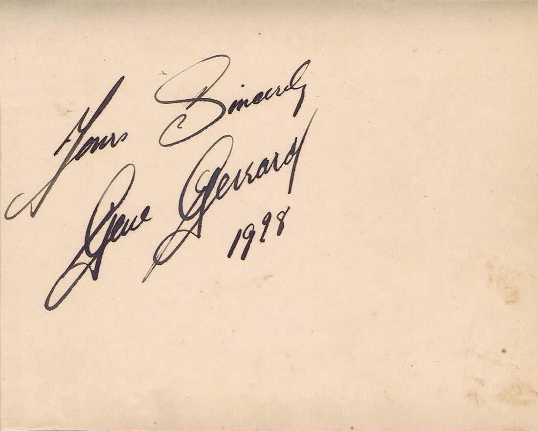 GENE GERRARD Autographed Album Page 1952