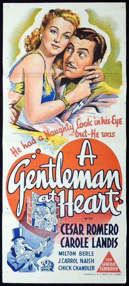 A GENTLEMAN AT HEART Original Daybill Movie Poster Cesar Romero Carole Landis