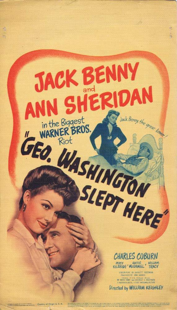 GEORGE WASHINGTON SLEPT HERE Original Mini Window Card Jack Benny 1942
