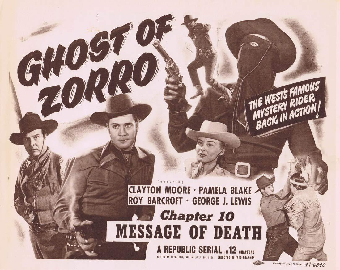 GHOST OF ZORRO Title Original Lobby Card Chapter 10 Republic Serial Clayton Moore