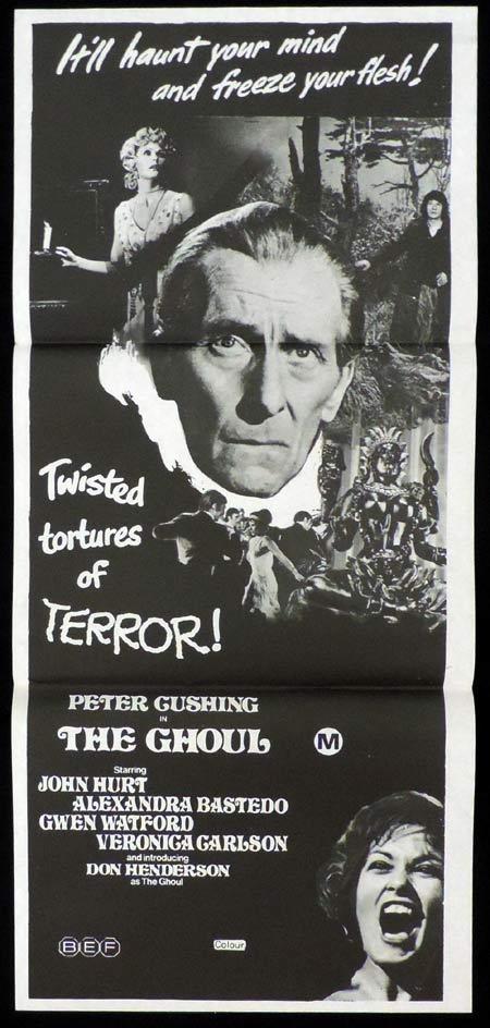 THE GHOUL Original Daybill Movie Poster Cannibals Peter Cushing