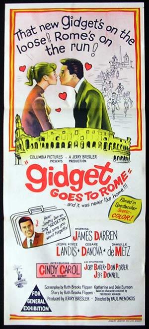 GIDGET GOES TO ROME Daybill Movie Poster Cindy Carol James Darren